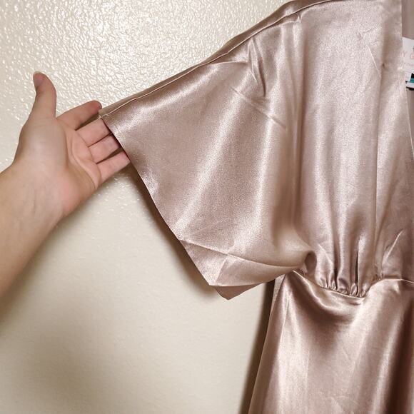 NWT BIRDY GREY Satin Champaign Bridesmaid Jesse Kimono Taupe Dress Formal Gown - Picture 4 of 13